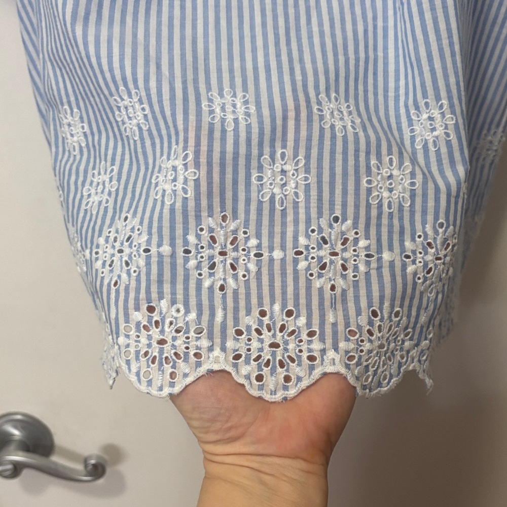 NWT LOFT Striped Scalloped Bottom Top - Picture 3 of 8